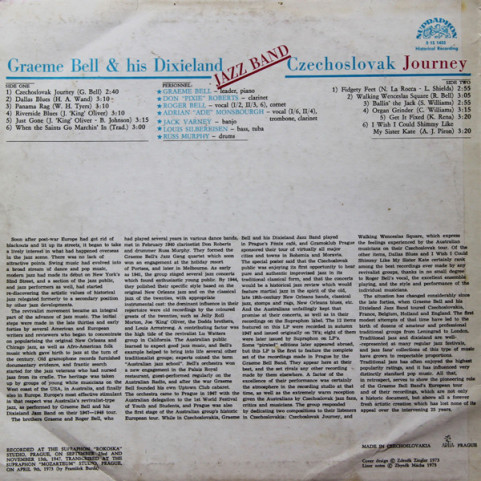 Graeme Bell And His Dixieland Jazz Band - Czechoslovak Journey (1974) [1LP]