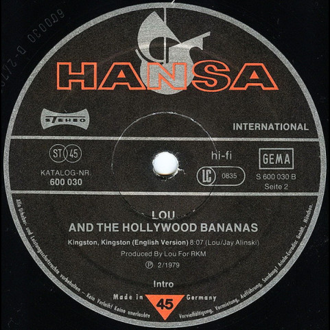 Lou & The Hollywood Bananas - Kingston, Kingston (Long Version) (1979) [12"]