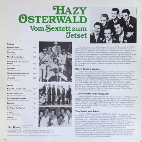 Hazy Osterwald - Vom Sextett Zum Jetset (1982) [1LP]