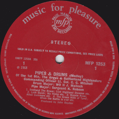 Argyll And Sutherland Highlanders, The - Pipes & Drums (1968) [1LP]