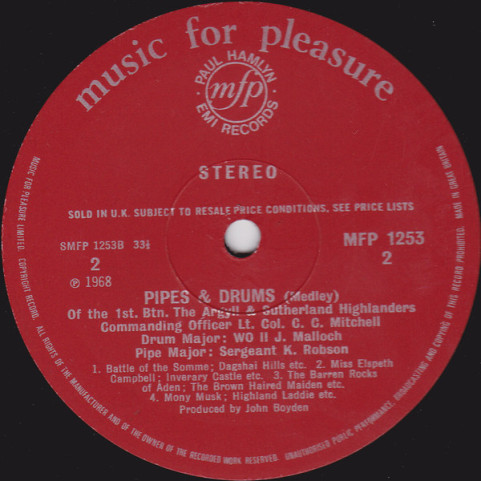 Argyll And Sutherland Highlanders, The - Pipes & Drums (1968) [1LP]