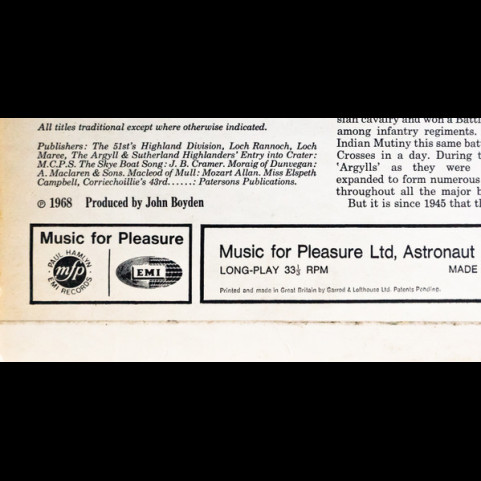 Argyll And Sutherland Highlanders, The - Pipes & Drums (1968) [1LP]