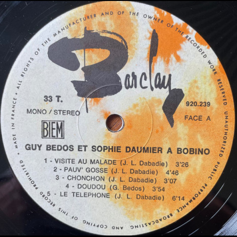 Guy Bedos Et Sophie Daumier - À Bobino (1970) [1LP]