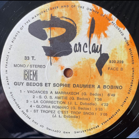 Guy Bedos Et Sophie Daumier - À Bobino (1970) [1LP]