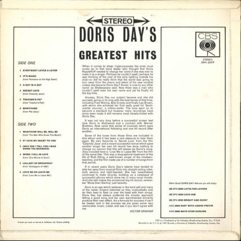 Doris Day - Doris Day's Greatest Hits (1965) [1LP]
