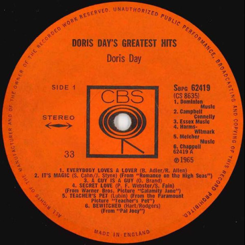 Doris Day - Doris Day's Greatest Hits (1965) [1LP]