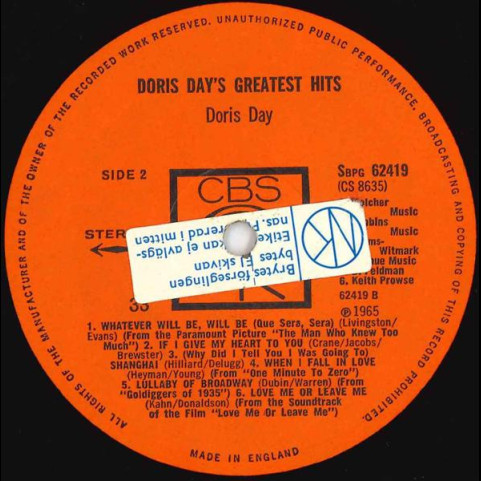Doris Day - Doris Day's Greatest Hits (1965) [1LP]