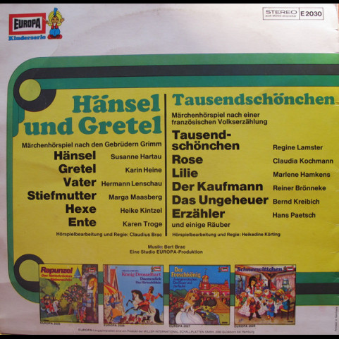Gebrüder Grimm / Hans Paetsch - Hänsel Und Gretel / Tausendschönchen [1LP]