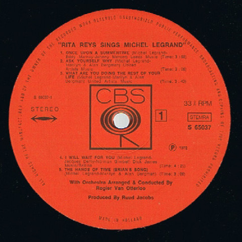 Rita Reys - Rita Reys Sings Michel Legrand (1972) [1LP]