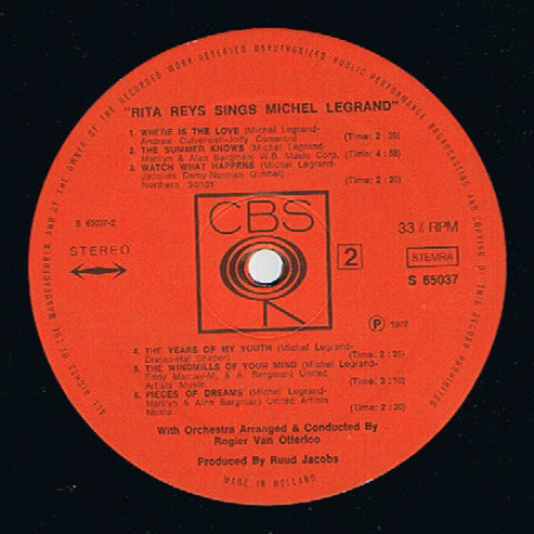Rita Reys - Rita Reys Sings Michel Legrand (1972) [1LP]