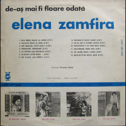 Elena Zamfira - De-aş Mai Fi Floare Odată (1978) [1LP]