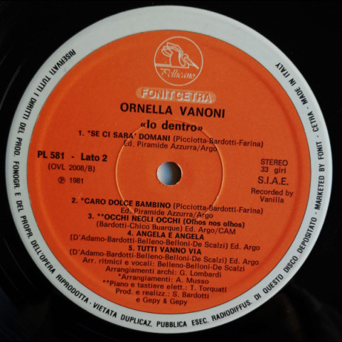 Ornella Vanoni - Io Dentro (1981) [1LP]