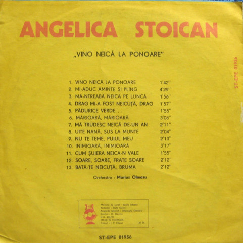 Angelica Stoican - Vino Neică La Ponoare (1981) [1LP]