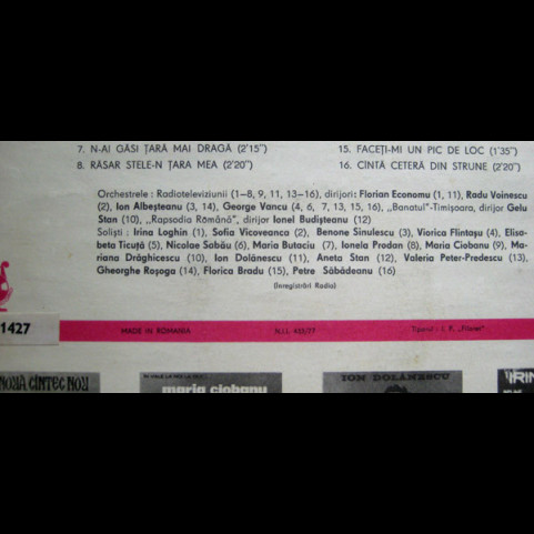 Various - Cîntă Inimă Și Spune (1977) [1LP]