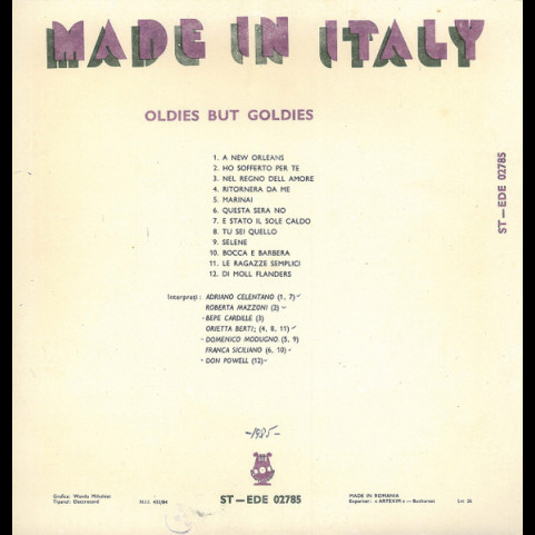Various - Made In Italy (Oldies But Goldies) (1985) [1LP]