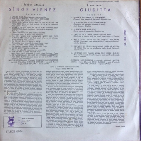 Johann Strauss Jr. / Franz Lehár - Sînge Vienez / Giuditta  [1LP]