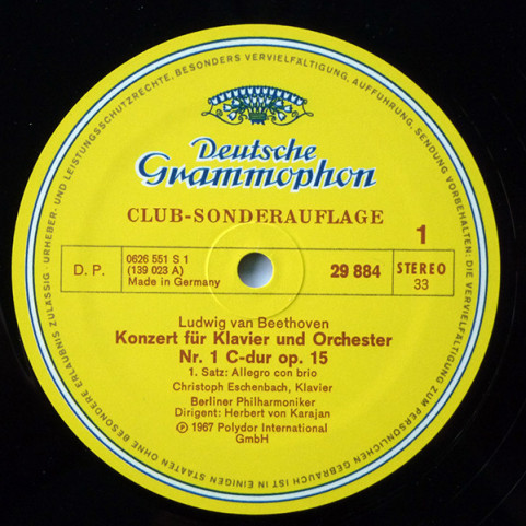 Ludwig van Beethoven - Christoph Eschenbach - Berliner Philharmoniker · Herbert von Karajan - Konzert Für Klavier Und Orchester Nr. 1 C-dur Op. 15 (1967) [1LP]