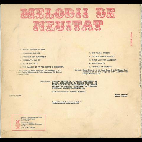 Various - Melodii De Neuitat (1) (1989) [1LP]
