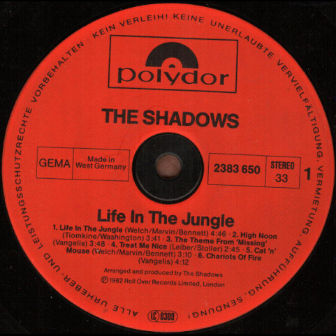 Shadows, The - Life In The Jungle (1982) [1LP]