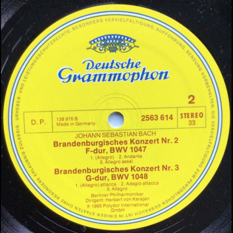 Johann Sebastian Bach . Herbert von Karajan . Berliner Philharmoniker - Brandenburgische Konzerte Nr. 1-6 / Brandenburg Concertos / Les Concertos Brandebourgeois [2LP]