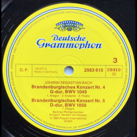 Johann Sebastian Bach . Herbert von Karajan . Berliner Philharmoniker - Brandenburgische Konzerte Nr. 1-6 / Brandenburg Concertos / Les Concertos Brandebourgeois [2LP]