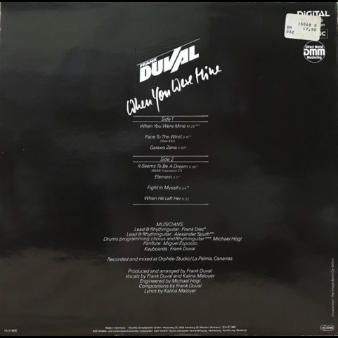 Frank Duval - When You Were Mine (1987) [1LP]