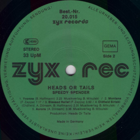 Heads Or Tails - Speedy Spender [1LP]