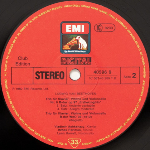 Vladimir Ashkenazy • Itzhak Perlman • Lynn Harrell - Ludwig van Beethoven - Beethoven 