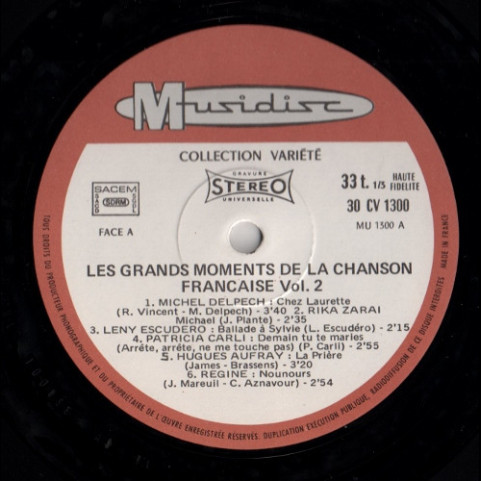 Various - Les Grands Moments De La Chanson Française - Vol.2 [1LP]