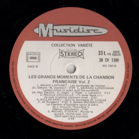 Various - Les Grands Moments De La Chanson Française - Vol.2 [1LP]