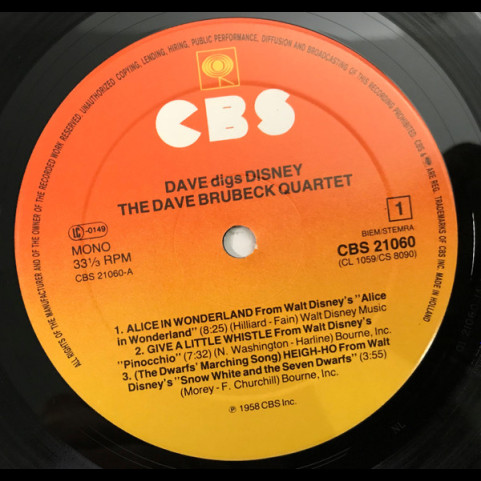 Dave Brubeck Quartet, The - Dave Digs Disney (1983) [1LP]