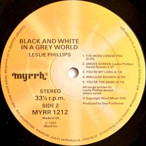 Leslie Phillips - Black And White In A Grey World (1985) [1LP]
