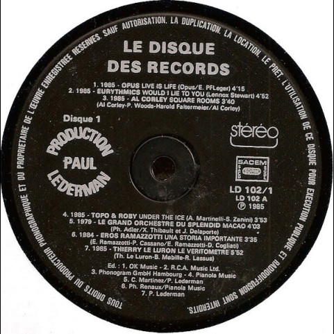 Various - Le Disque Des Records (1985) [2LP]