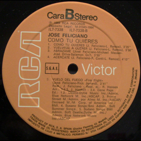 José Feliciano - Como Tu Quieres (1984) [1LP]