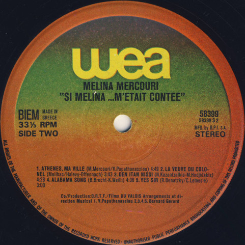 Melina Mercouri - Si Melina... M'Etait Contée [1LP]