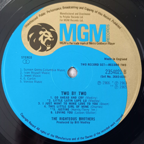 Righteous Brothers, The - Two By Two (1973) [2LP]