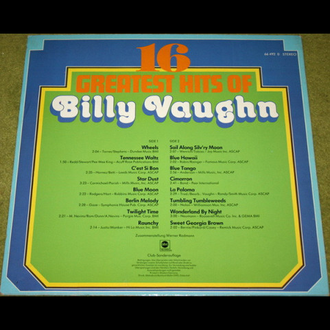 Billy Vaughn - 16 Greatest Hits Of Billy Vaughn (1978) [1LP]