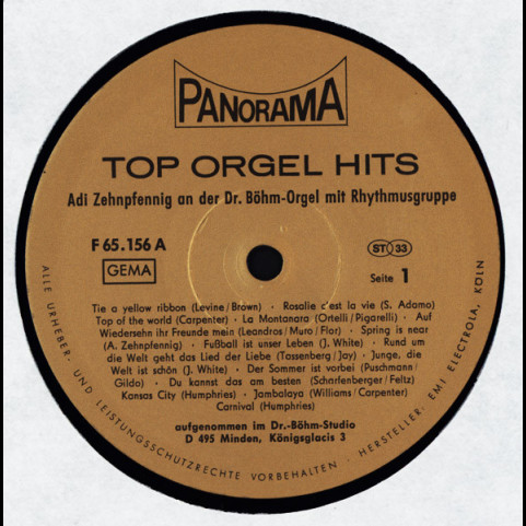 Ady Zehnpfennig - Top Orgel Hits [1LP]