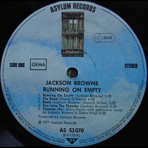 Jackson Browne - Running On Empty (1977) [1LP]