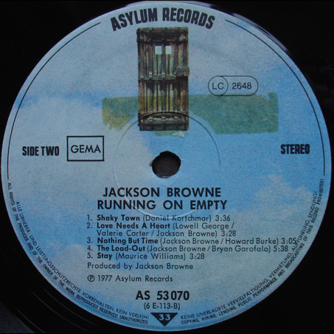 Jackson Browne - Running On Empty (1977) [1LP]