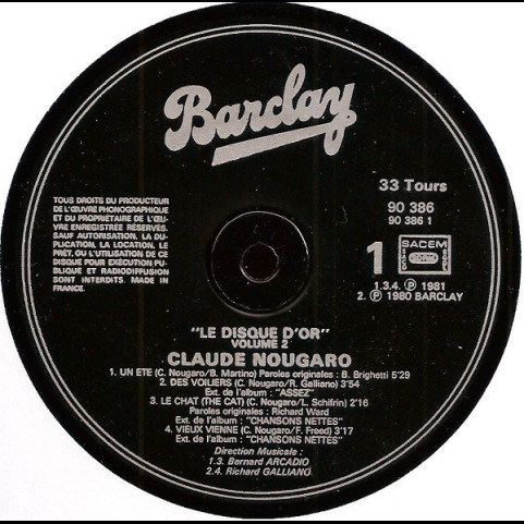 Claude Nougaro - Le Disque D'or De Claude Nougaro Volume 2 [1LP]
