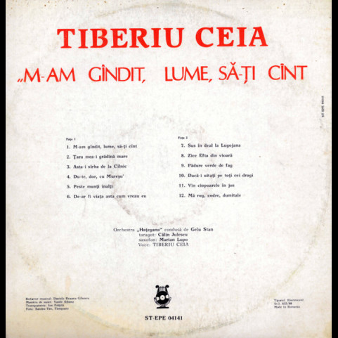 Tiberiu Ceia - M-am Gîndit, Lume, Să-ți Cînt (1992) [1LP]