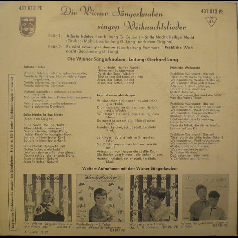 Die Wiener Sängerknaben - Die Wiener Sängerknaben Singen Weihnachtslieder (1962) [7"]