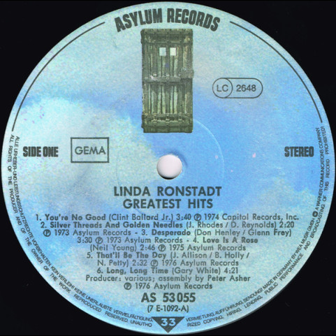 Linda Ronstadt - Greatest Hits (1976) [1LP]