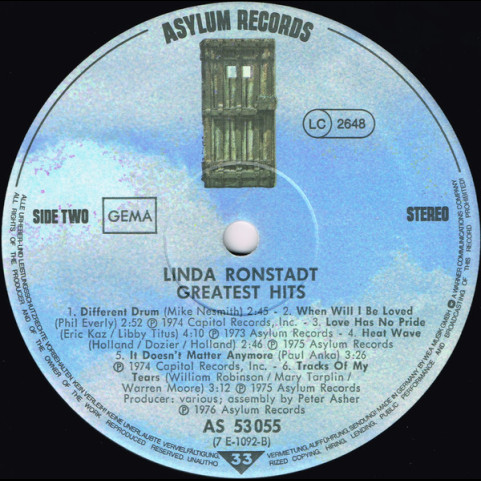 Linda Ronstadt - Greatest Hits (1976) [1LP]