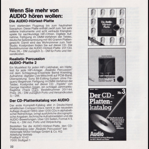 No Artist - Stakkato - Die Hörtest-CD Von Audio (1984) [1CD]