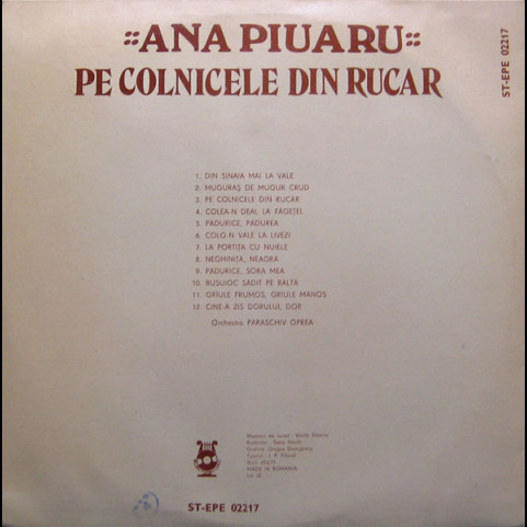 Ana Piuaru - Pe Colnicele Din Rucar (1983) [1LP]