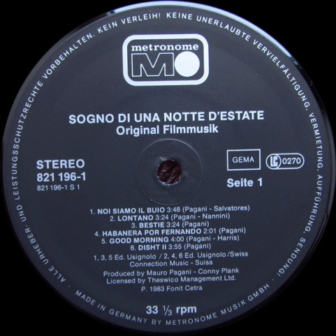 Mauro Pagani - Sogno Di Una Notte D'Estate (Original Soundtrack) (1983) [1LP]