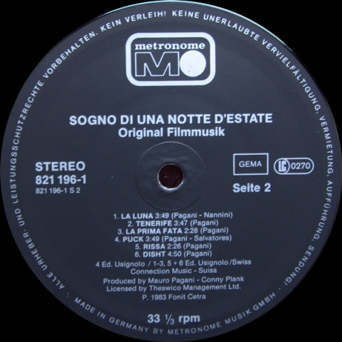 Mauro Pagani - Sogno Di Una Notte D'Estate (Original Soundtrack) (1983) [1LP]
