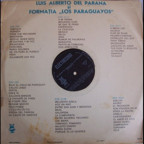 Luis Alberto del Parana y Los Paraguayos - Luis Alberto Del Parana Și Trio „Los Paraguayos“ În România (I)  [1LP]